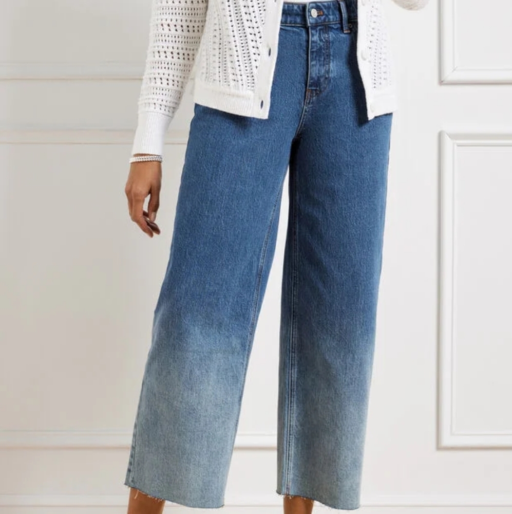 Talbot's Women's Plus Petite Cropped Wide Leg Ombre Jeans [20WP]